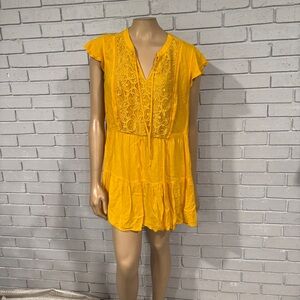 Torrid Top Women’s Yellow‎ Swiss Dot Lace Flowy Flirty Boho Blouse